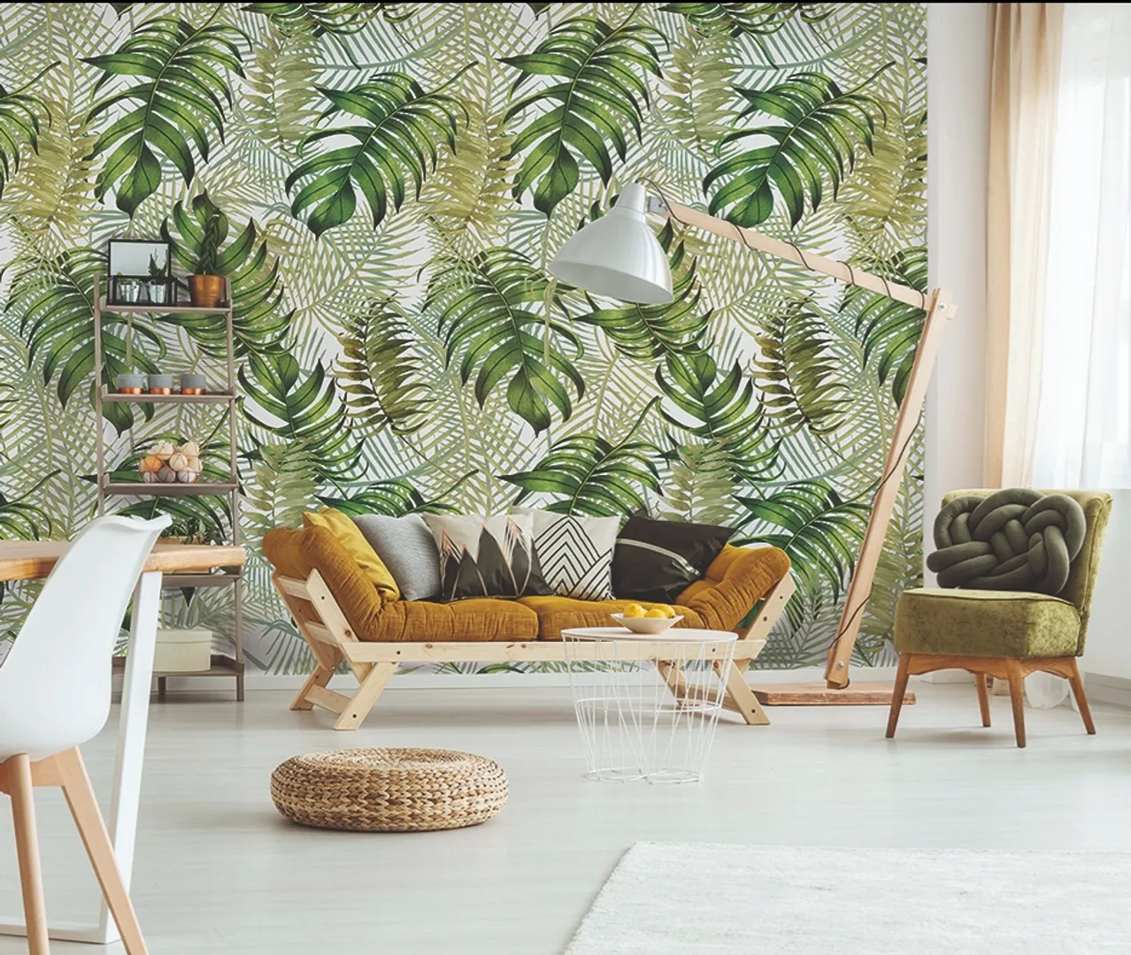 Friends - Parato tropicale dimensione L1.59m x H2.70m vinilico ripetibile