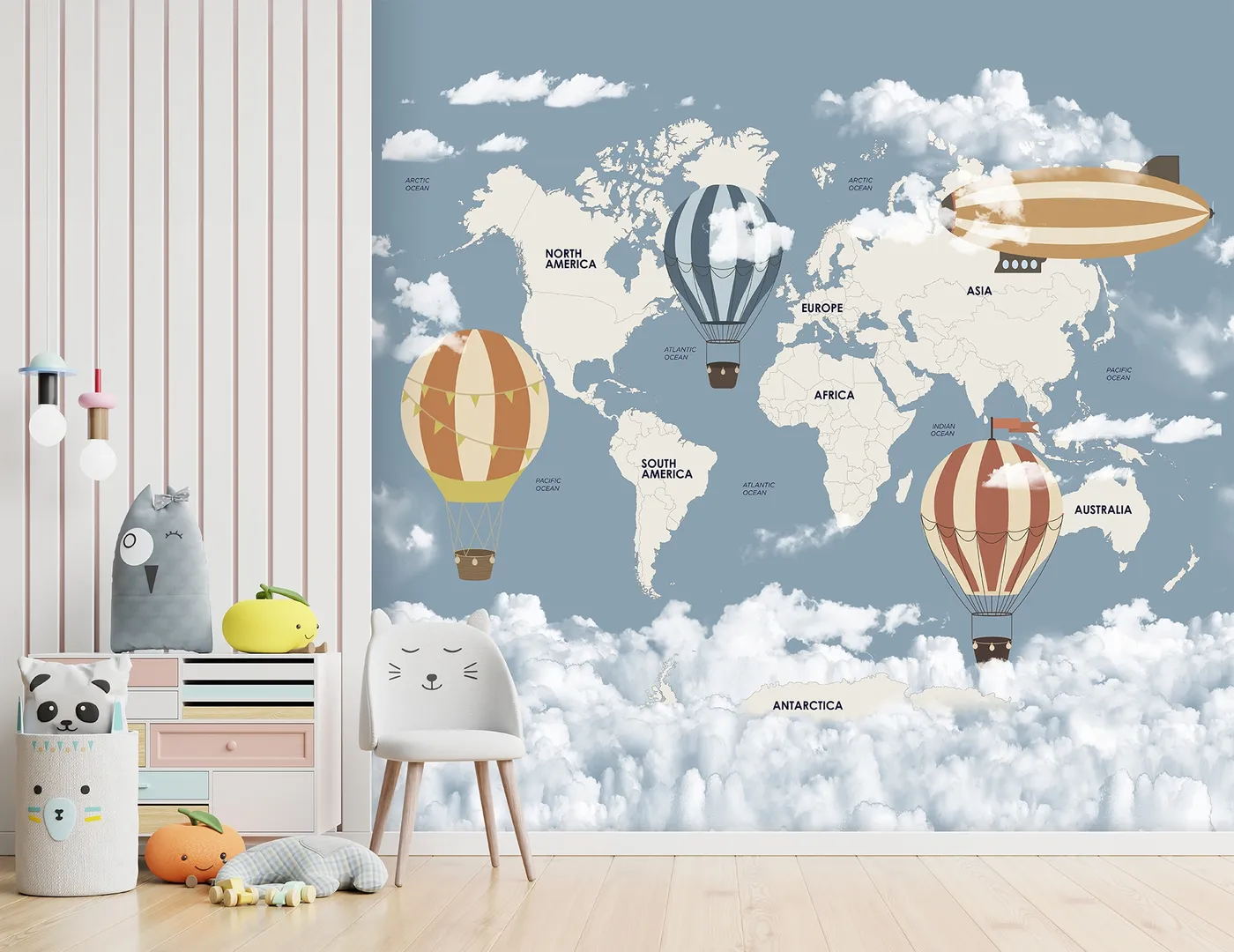 Cute Walls - Parato per ragazzi e bambini con mappa geografica. Dim. H2.80m x L2.12m