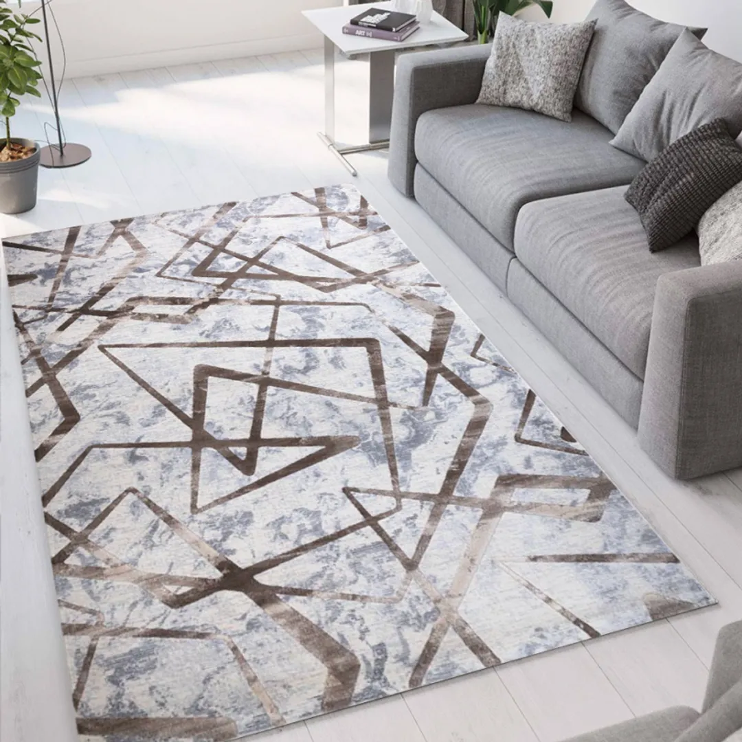 Tappeto Collezione Double Collection in lana pettinata disegno geometrico