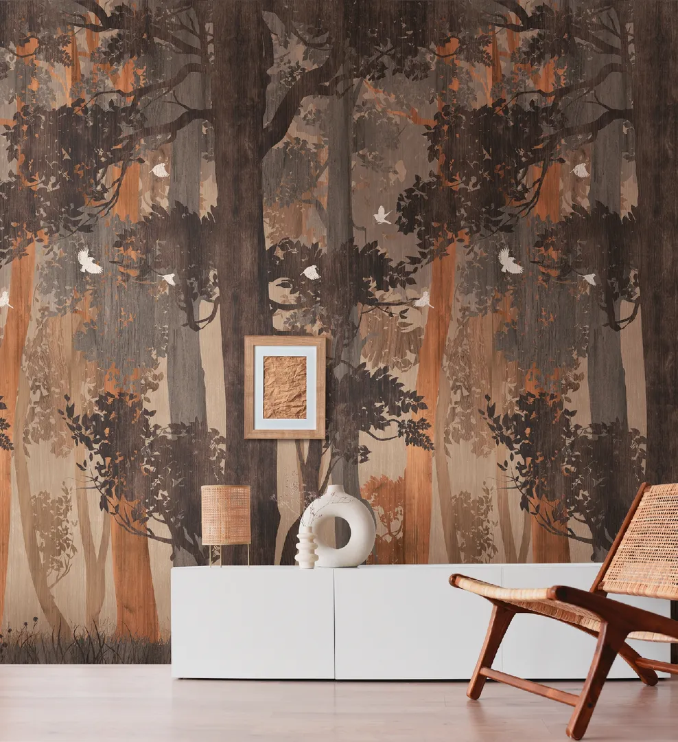 City Shapes - Parato pannello  floreale stampa bosco dimensioni H2,80m x L 1.59m