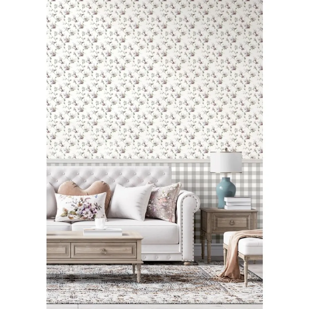 Fiori Country - Carta da parato floreale shabby in stile country house.