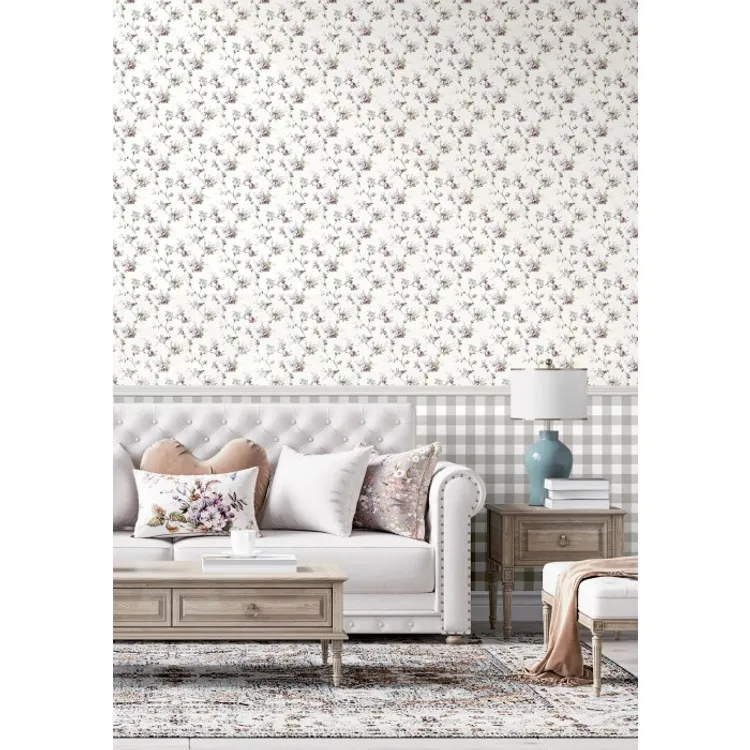 Fiori Country - Carta da parato floreale shabby in stile country house.