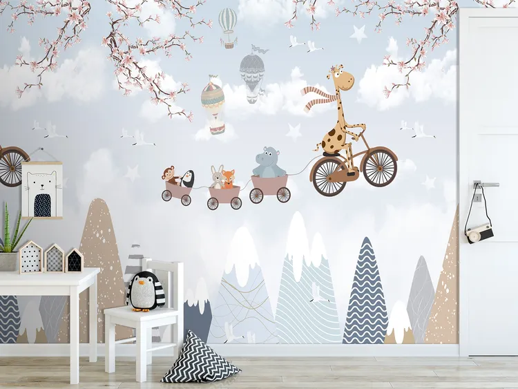 Cute Walls - Parato per bambini e neonati con paesaggio fantasy. Ripetibile. Dim H2.80m x L2.65