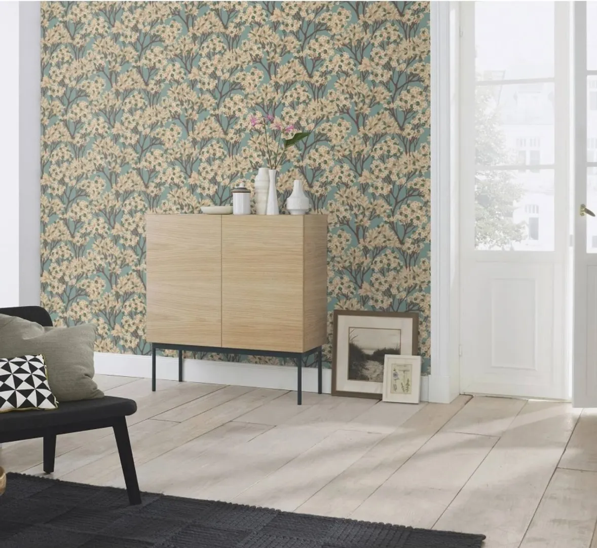 Alida - Parato floreale con stampa alberi in stile giapponese