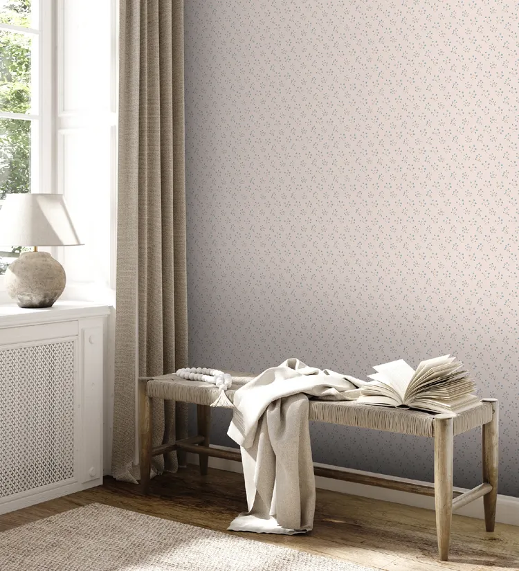 Country Charme - Parati con fiorellini shabby in vari colori su trama canvas