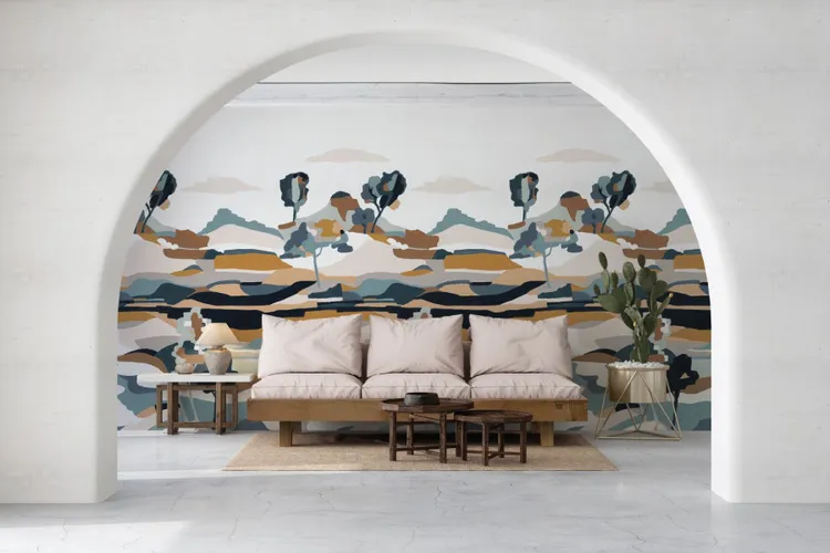 L'Ile aux oiseaux - Poster murale francese stampa paesaggio astratto in vari colori
