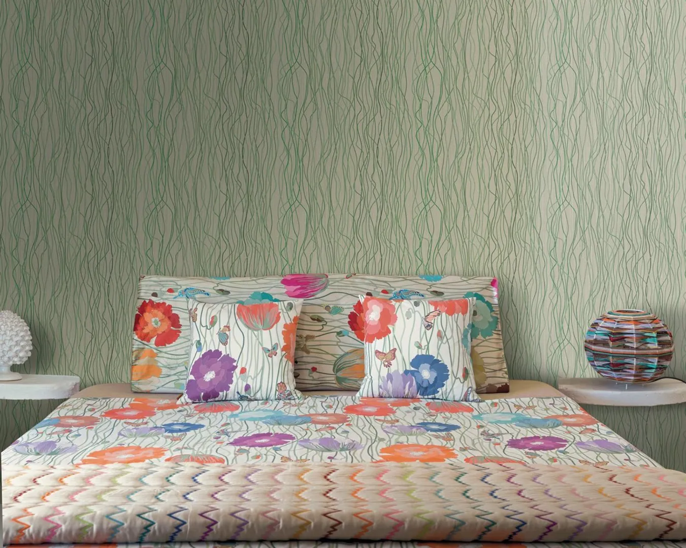 Missoni 02 - Carta da parato astratta in lamina satina in due colorazioni. Dim. H6.60m x L0.90M