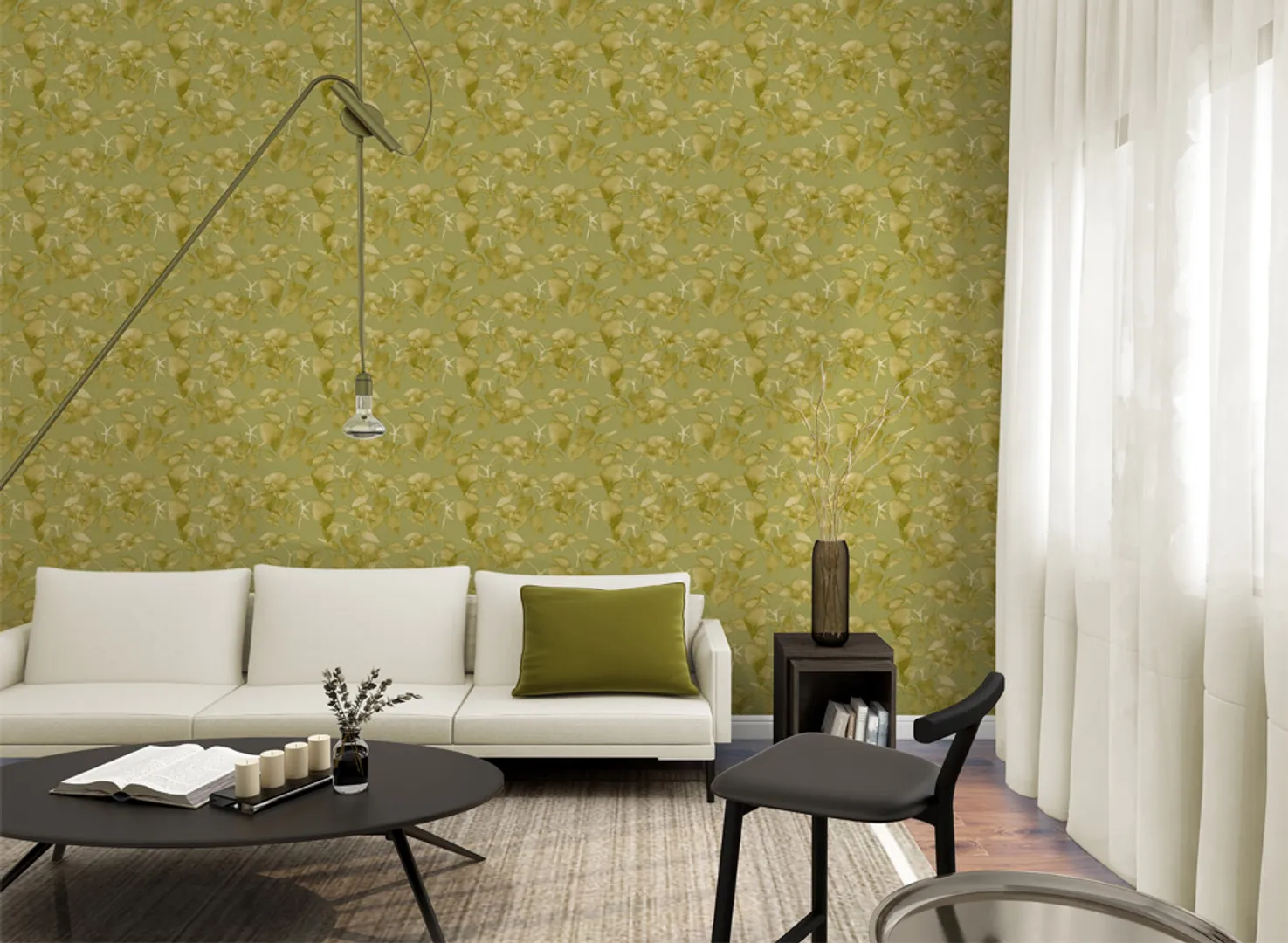 Altagamma Living - Parato floreale in varie colorazioni su trama in rilievo