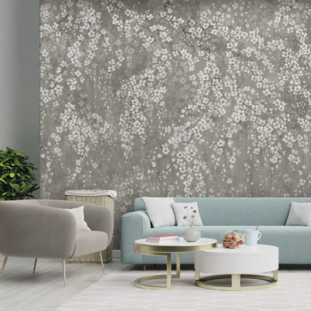 Satin Flowers - Pannello in carta da parati floreale dimensione 5.10m x 3m