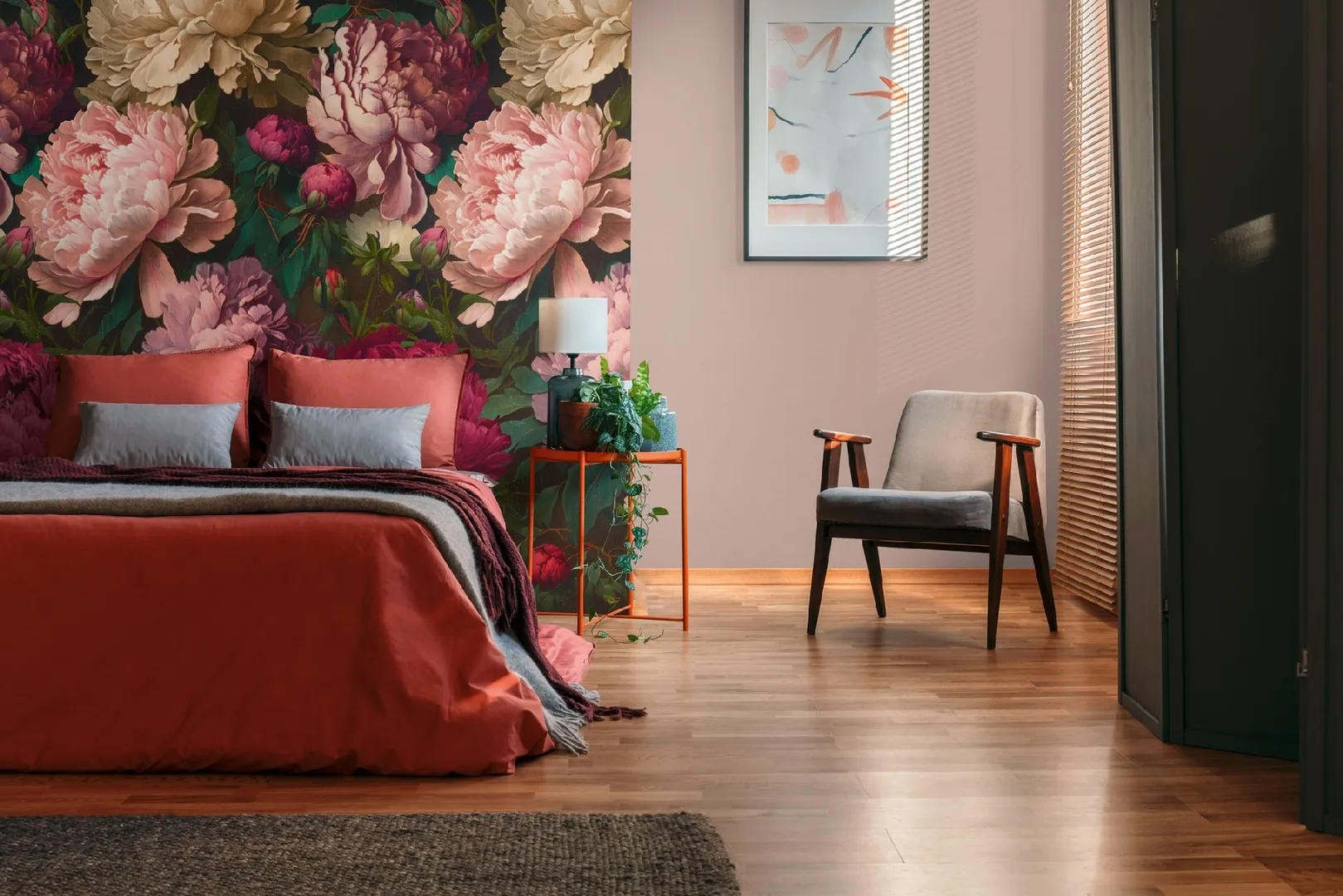 Unico - Parato peonie tridimensionale ripetibile. Dim. L1.59m x H2.80m