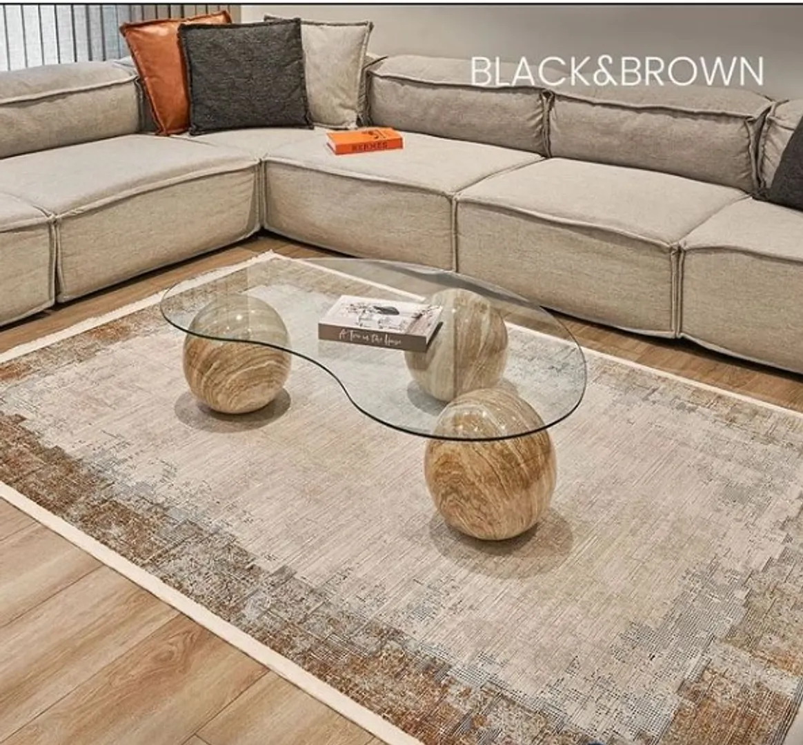 Black and Brown - Tappeto da arredo in varie dimensioni in rilievo morbido al tatto. 15468 Bakir