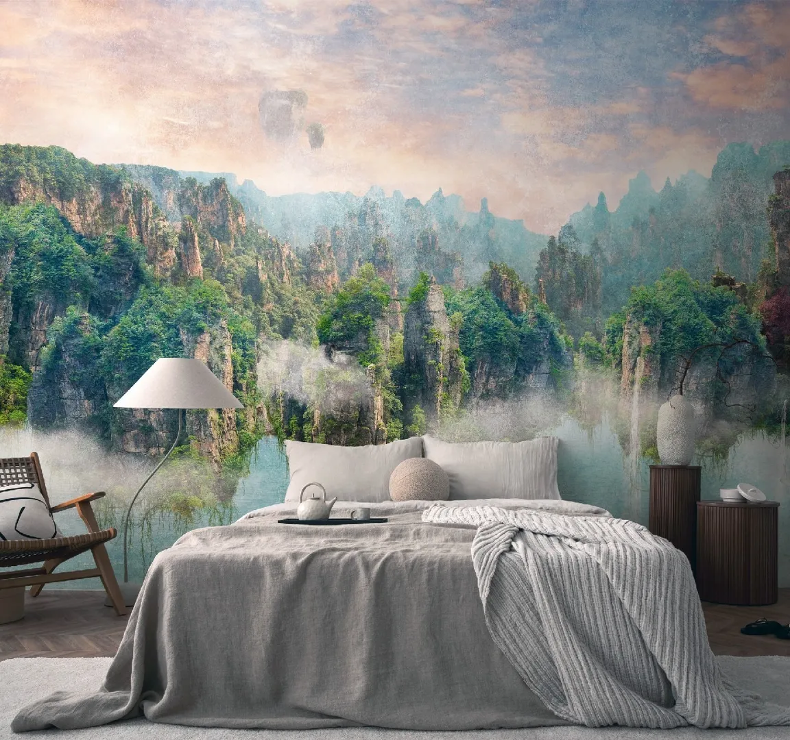Unico - Parato dipinto paesaggio non ripetibile dim. L3.71m x H2.80m
