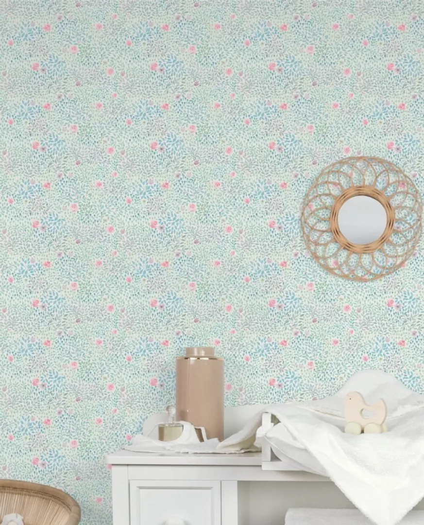 Tartine et Chocolate - Carta parati floreale in varie colorazioni shabby per bambini