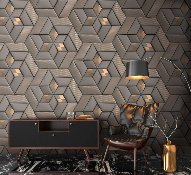 City Shapes - Parato tridimensionale effetto imbottito. Dimensione H2.80m x L1.59m