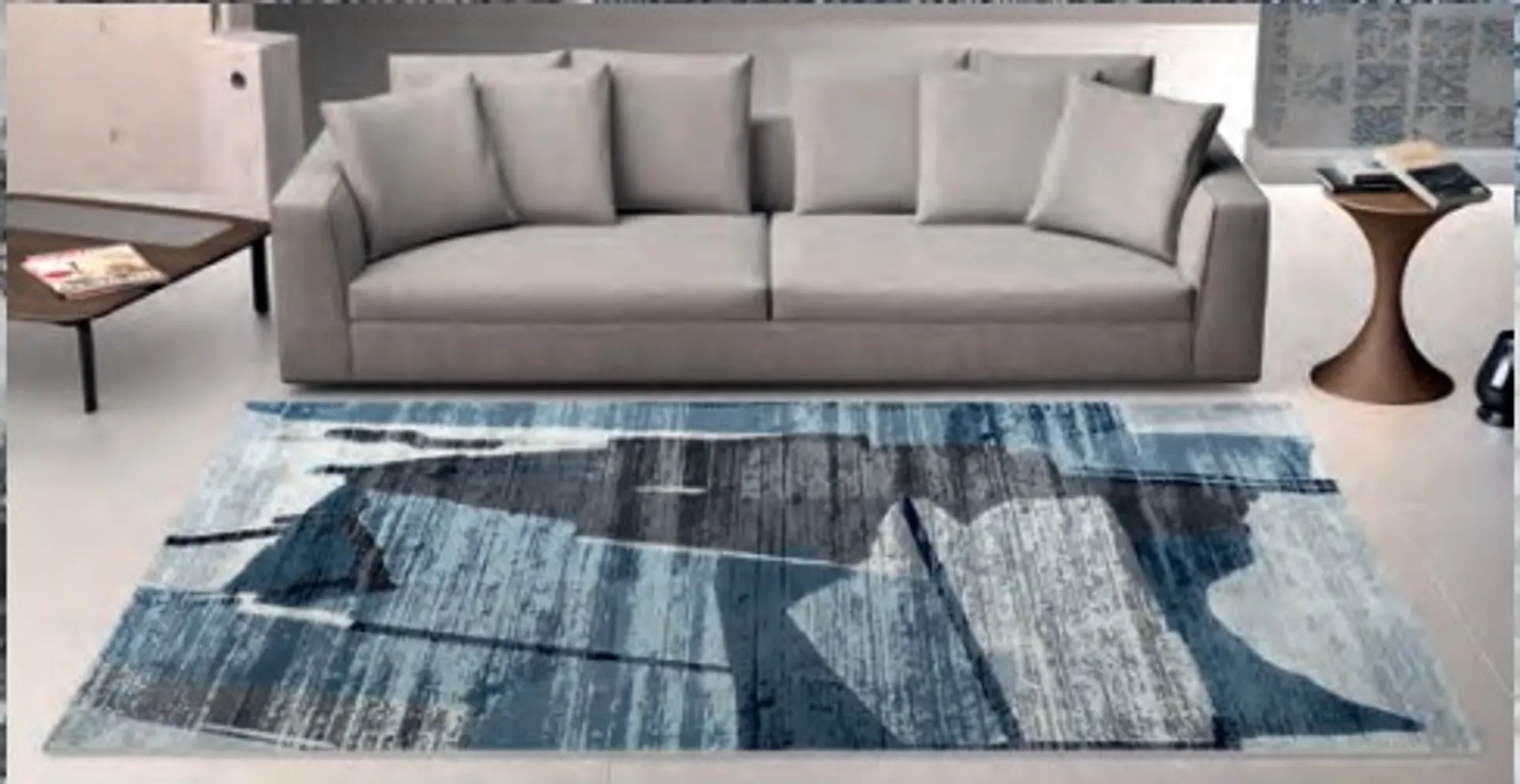 Tappeto Double collection lana pettinata blu soft touch