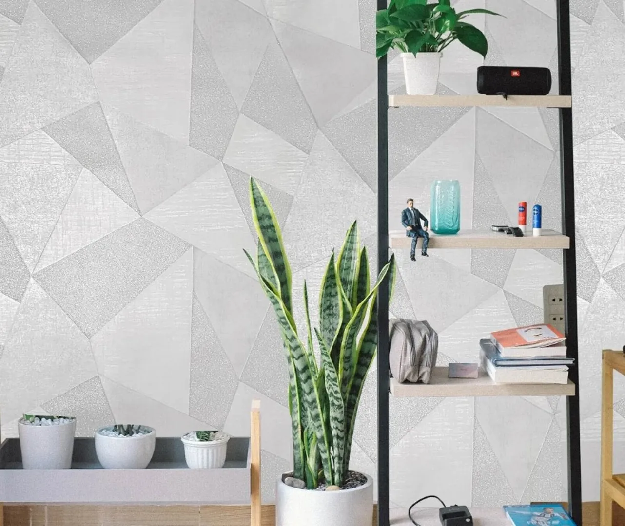 Outlet Savana - Carta da parato in stock brillantinato geometrico. Pz 9