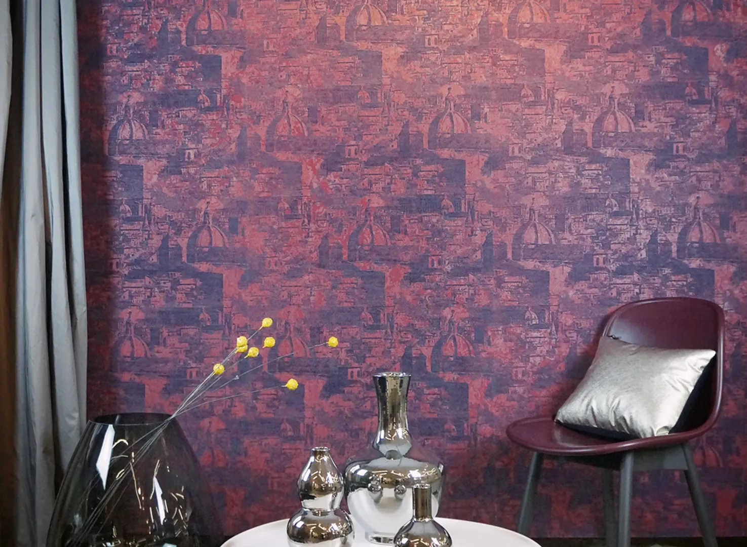 Italian Velour - Carta da parati floccata vellutata in rilievo vari colori