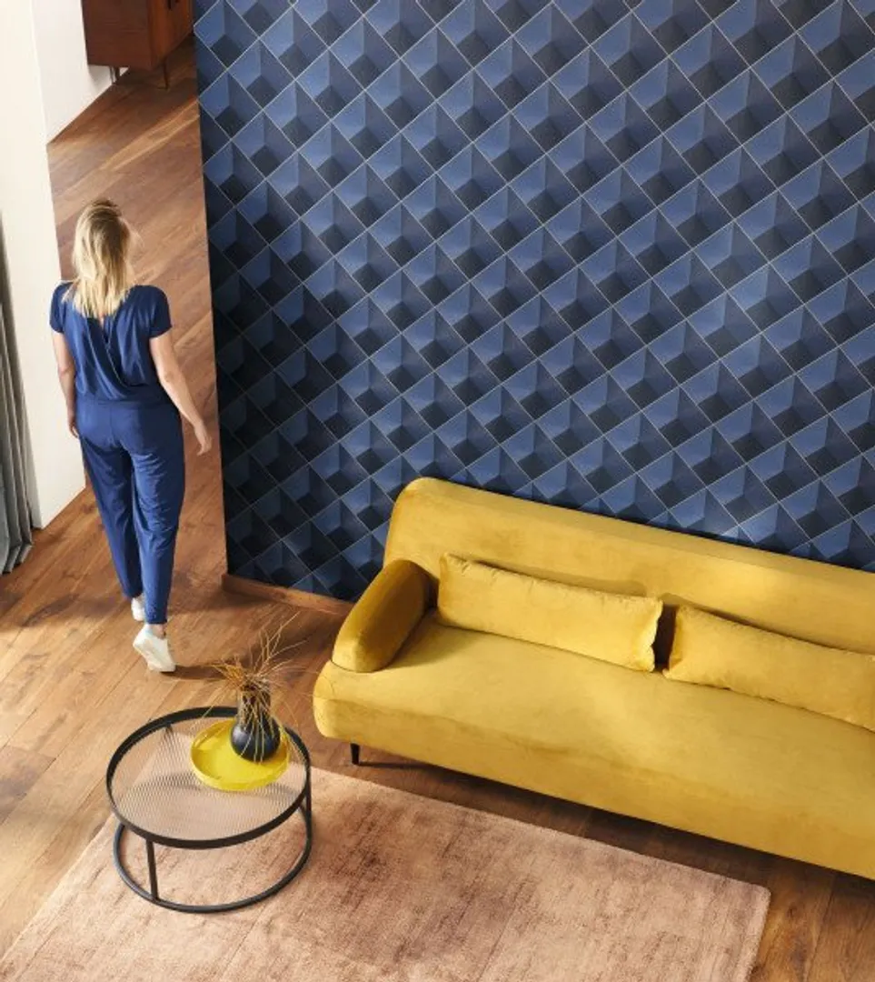 Perception - Parato tridimensionale geometrico in lieve rilievo vari colori