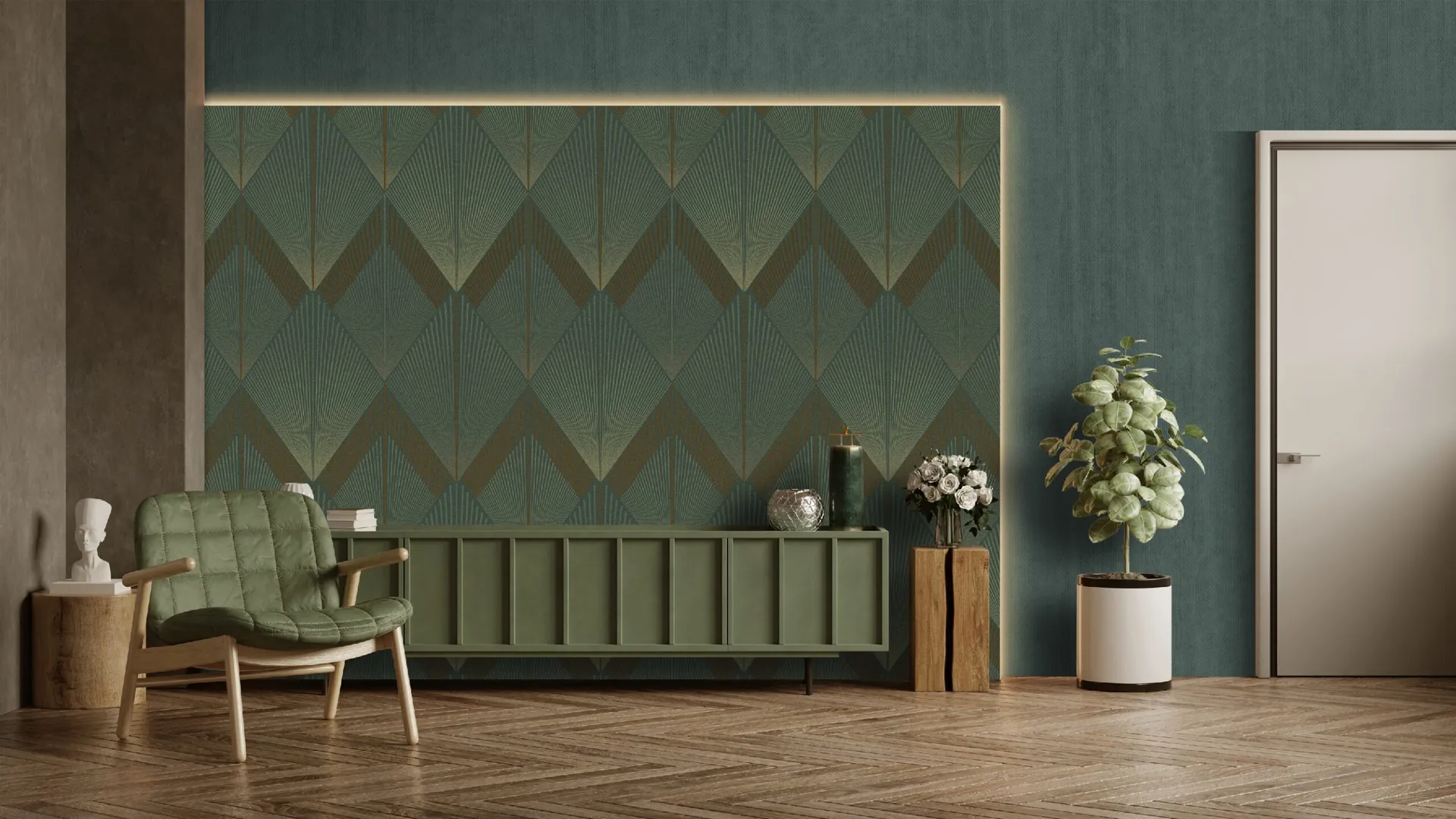 Feature Walls - Carta da parati geometrica in vari colori 3d ripetibili. Dim. H2.80m x L1.06m