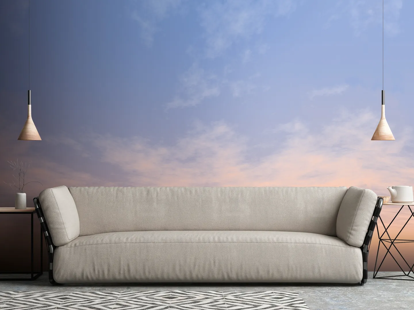 City Shapes - Parato effetto tramonto unico e ripetibile dimensione L2.65m x H 2.80m