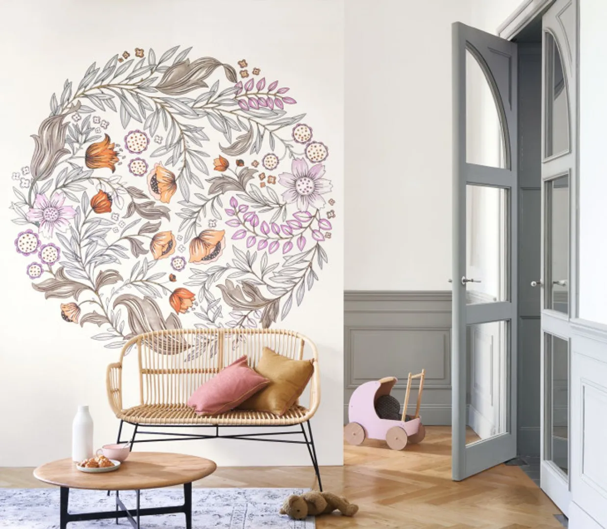 Arts e Crafts - Poster in carta da parato TNT liscia stile floreale. Dimensione 2.80m x 2.00m