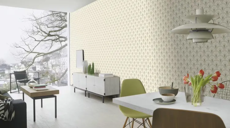 Alida - Parato con stampa alberi colorati per arredo moderno