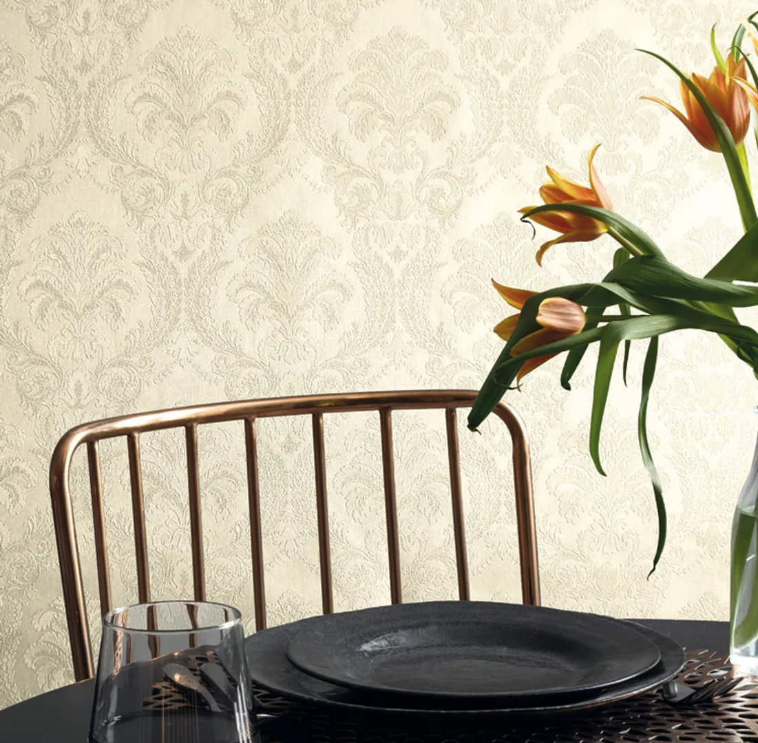 Italian Silk 7 - Parato damascato effetto tessuto in vari colori brillantinato in rilievo