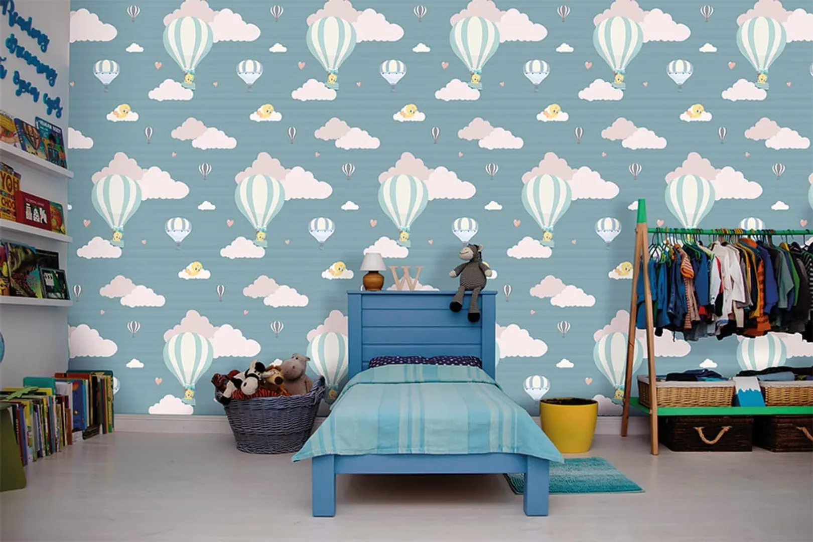Ada Kids Murals - Carta da parato per bambini con mongolfiere e Titty. Varie dimensioni