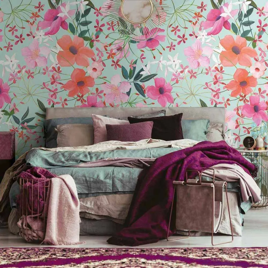 Country Charme - Pannello ripetibile floreale lavabile dim. L1.59m x H2.80m