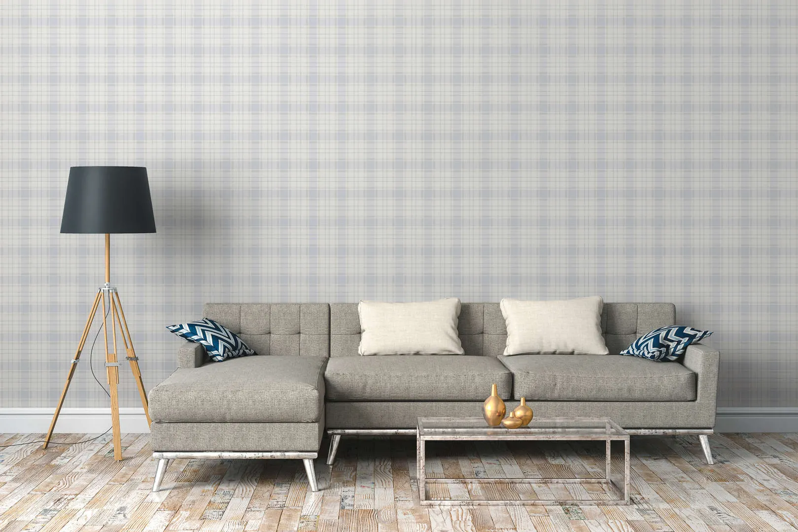 Country Charme - Parato tartar scozzese in vari colori su trama canvas