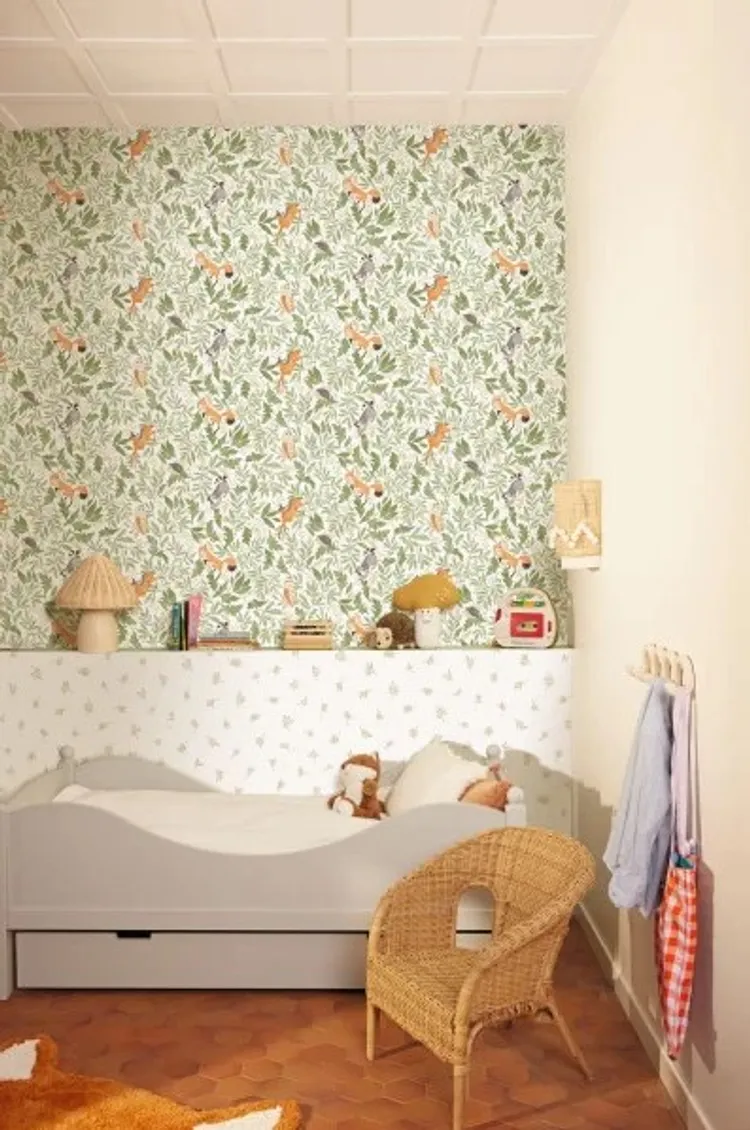 Les minis mondes - Carte da parati con foglioline in varie colorazioni. Marca Caselio