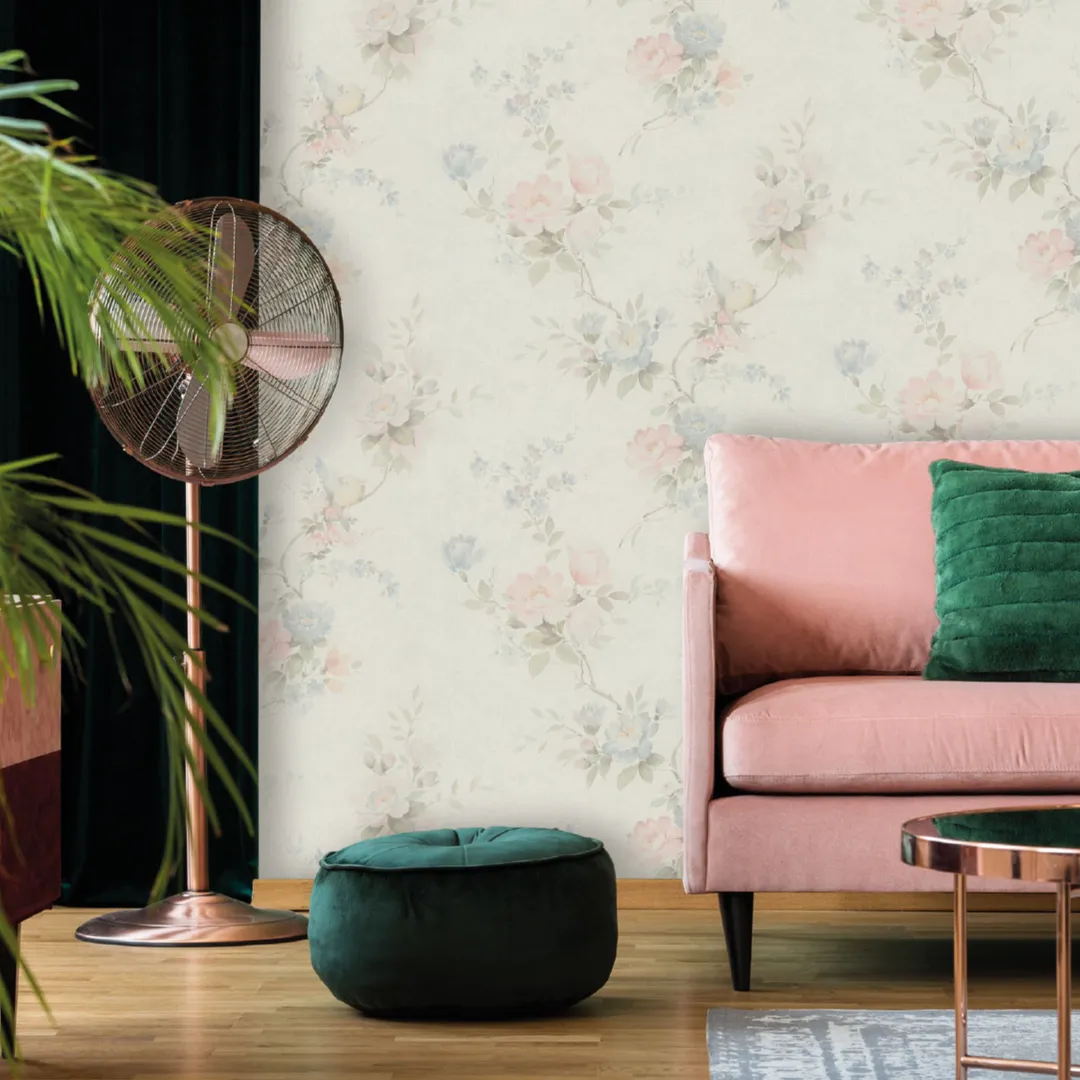 Outlet Satin Flowers - Rotoli di carta parato floreale Zambaiti alta resistenza effetti luce. Pz 1