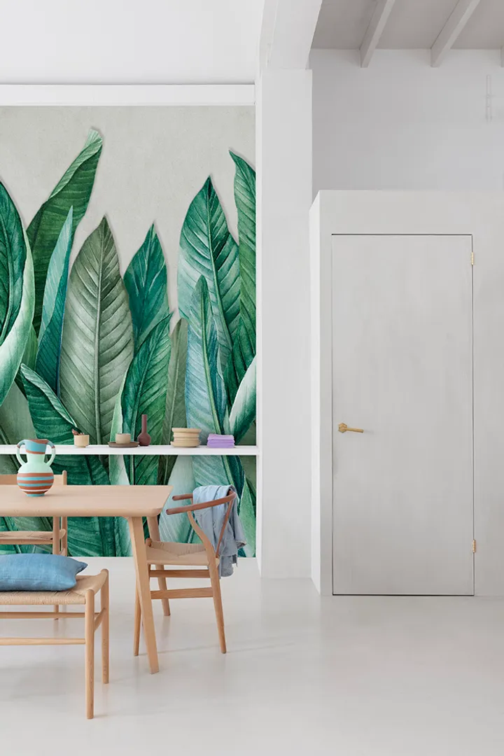 Orom 2  - Pannello stampa  foglie tropicali in carta da parato Lung. 1.59m x H2.80m ripetitivo 