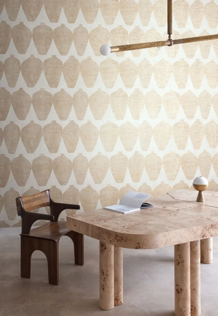 Terra - Parato Masureel vasi in rilievo vari colori. Rotoli 10.05m x 70cm. 
