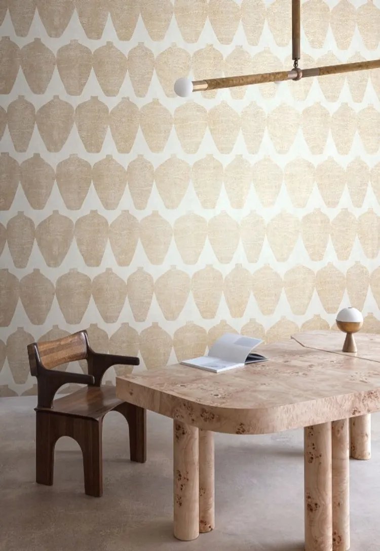Terra - Parato Masureel vasi in rilievo vari colori. Rotoli 10.05m x 70cm.