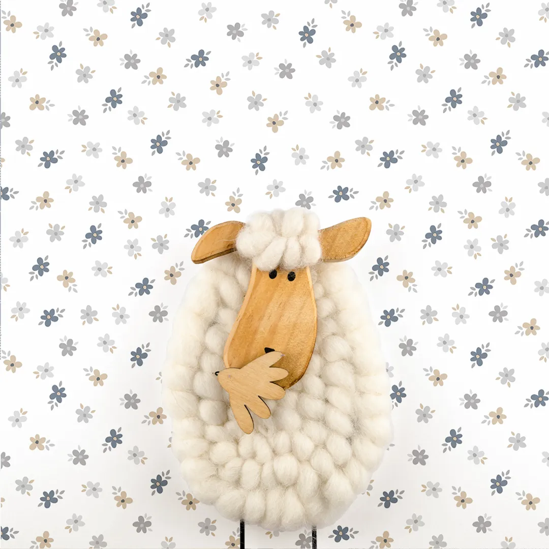 Happy - Carta da parati fiorellini shabby per camerette vari colori floreale