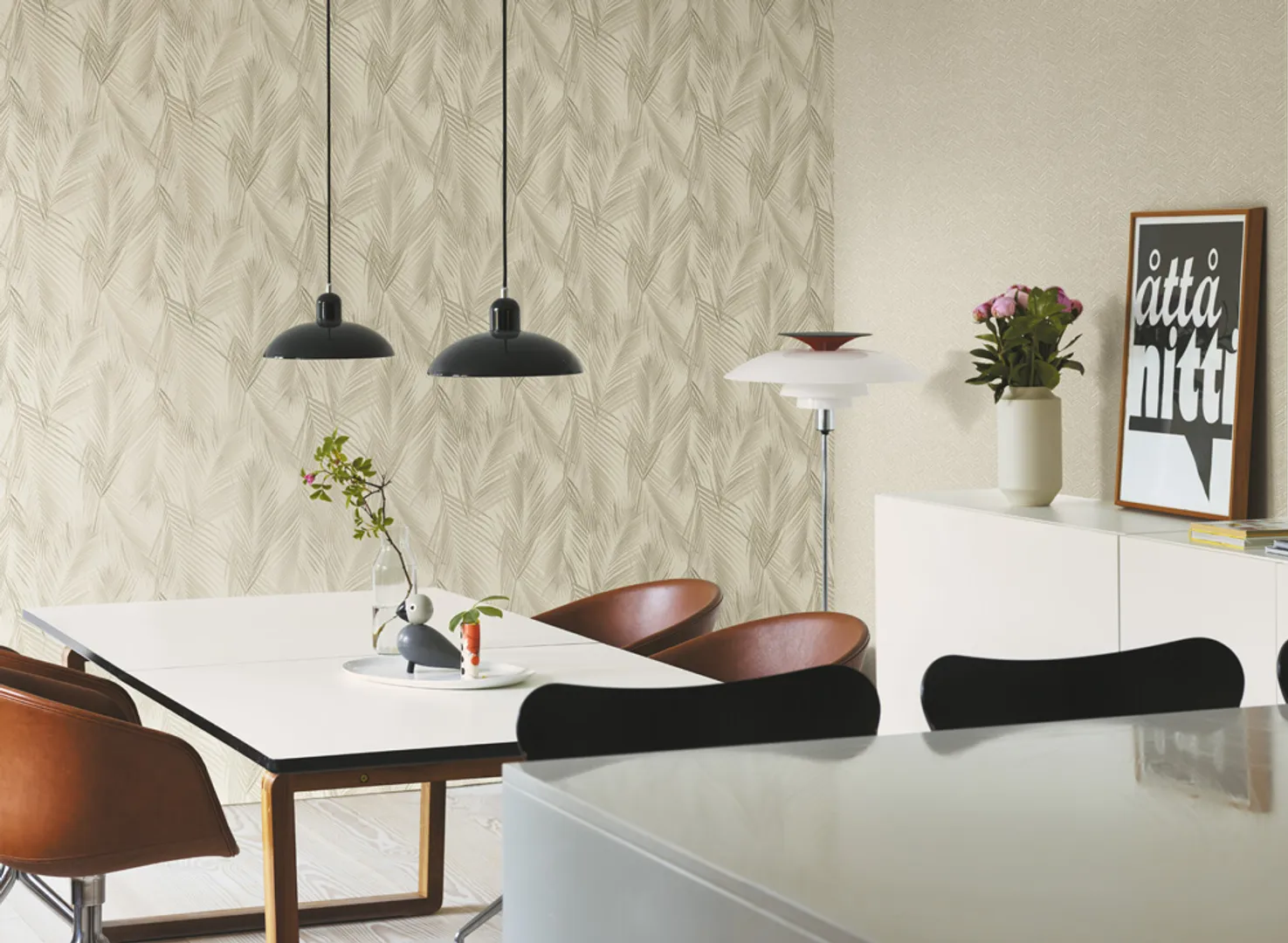 Altagamma Living - Parato tropicale con palme su trama effetto tessuto. Vari colori