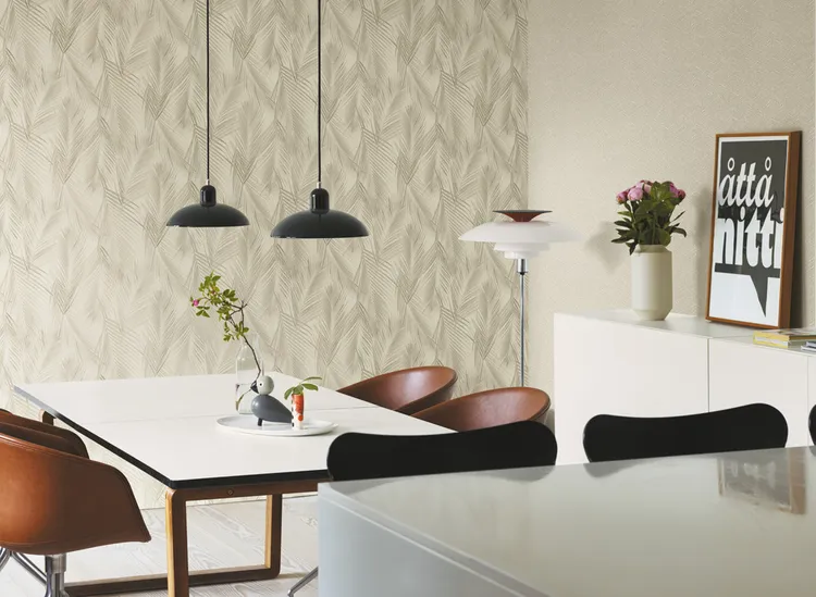 Altagamma Living - Parato tropicale con palme su trama effetto tessuto. Vari colori