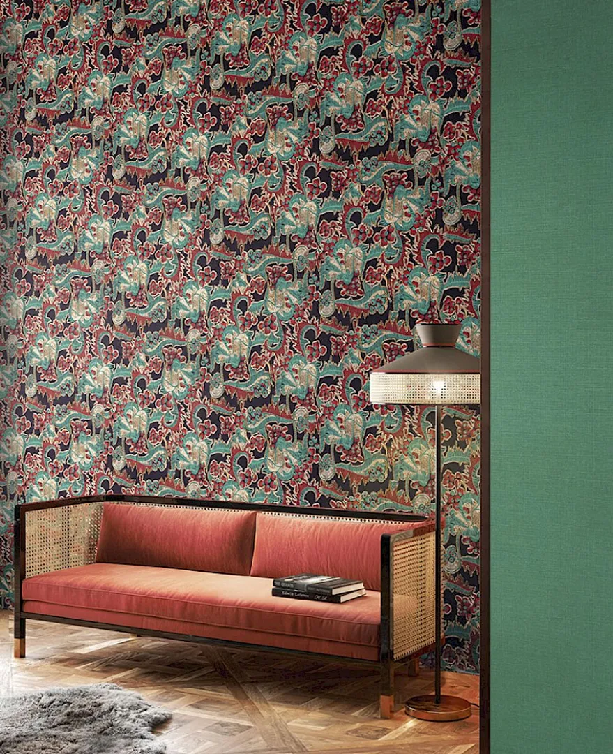 Kimono - Carta da parati in stile giapponese in lieve rilievo vari colori e disegno floreale