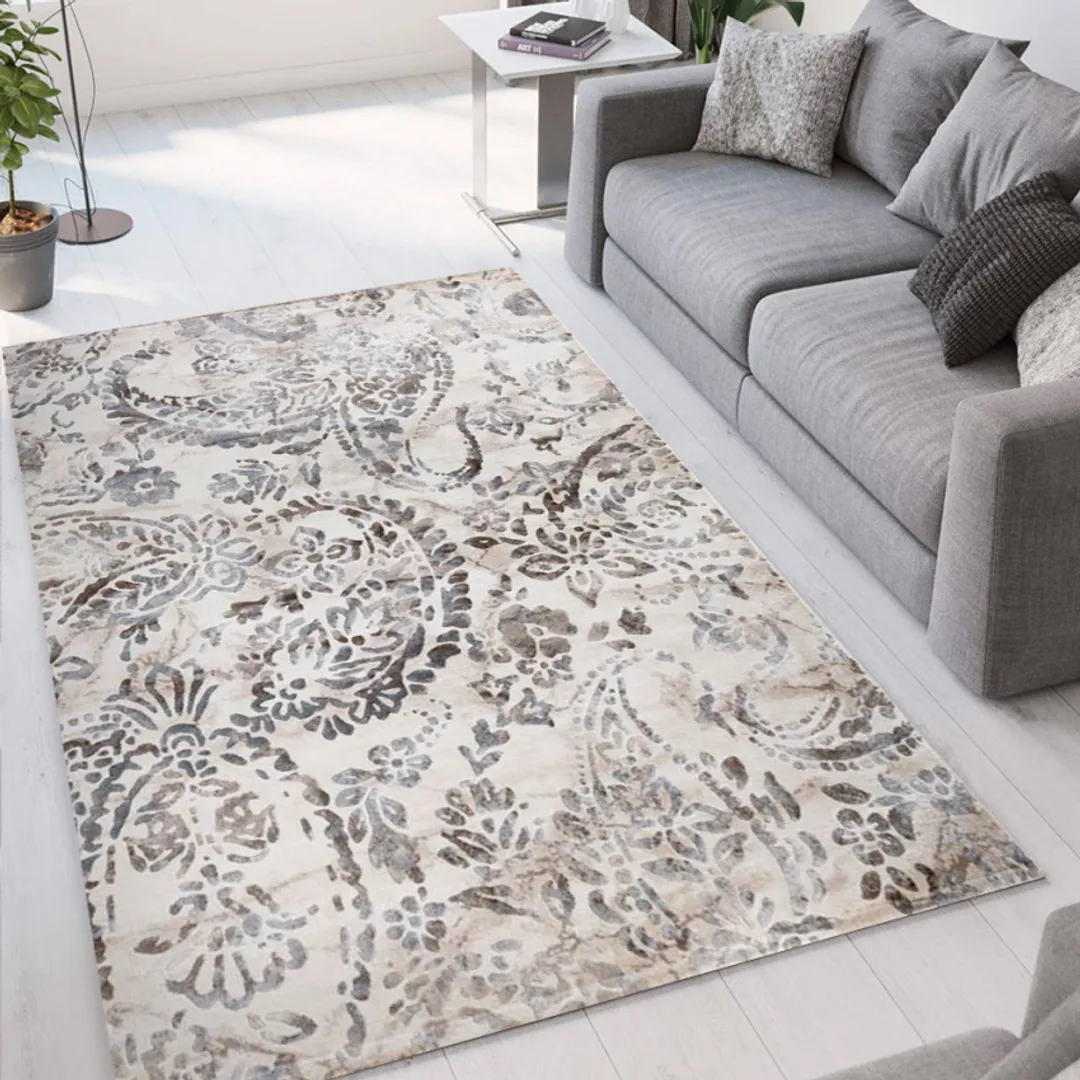 Tappeto Collezione Double Collection in lana pettinata disegno damascato