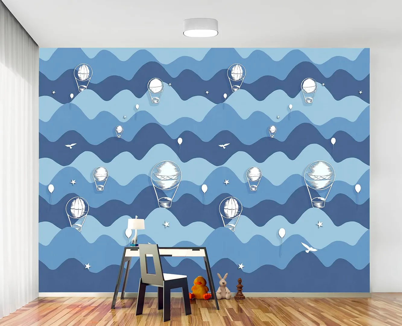 Wonderwall vol1 -  Pannello in carta da parato mongolfiere vari colori, dimensioni L188cm x H300cm ripetibile