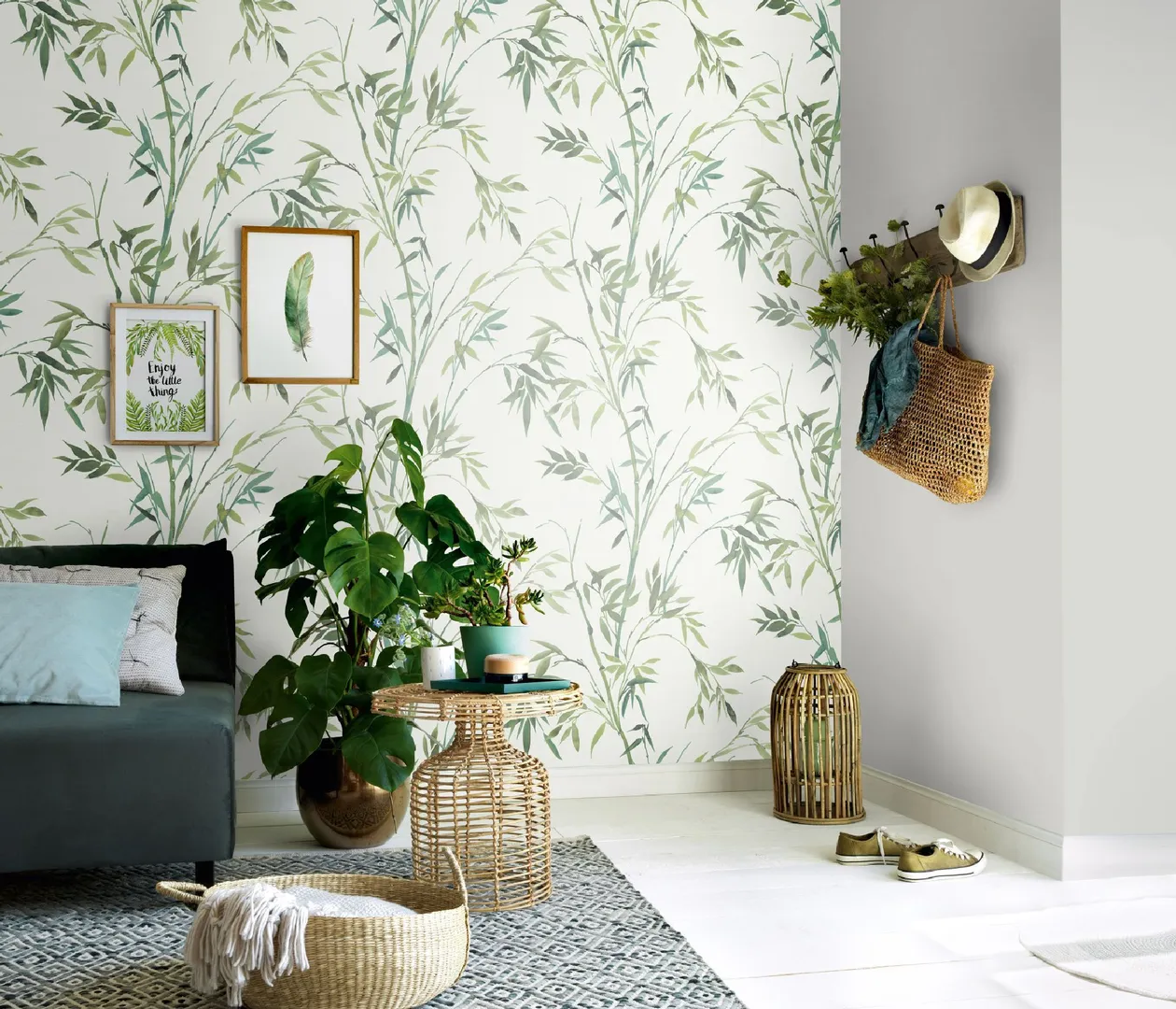 Tropicalia - Parati stile giapponese con bamboo in varie colorazioni floreale