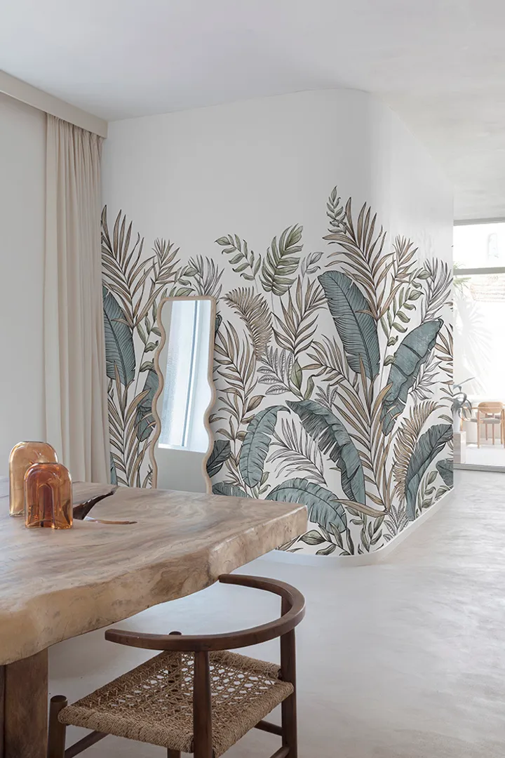 Orom 2  - Pannello stampa  foglie tropicali in carta da parato Lung. 1.59m x H2.80m ripetitivo 