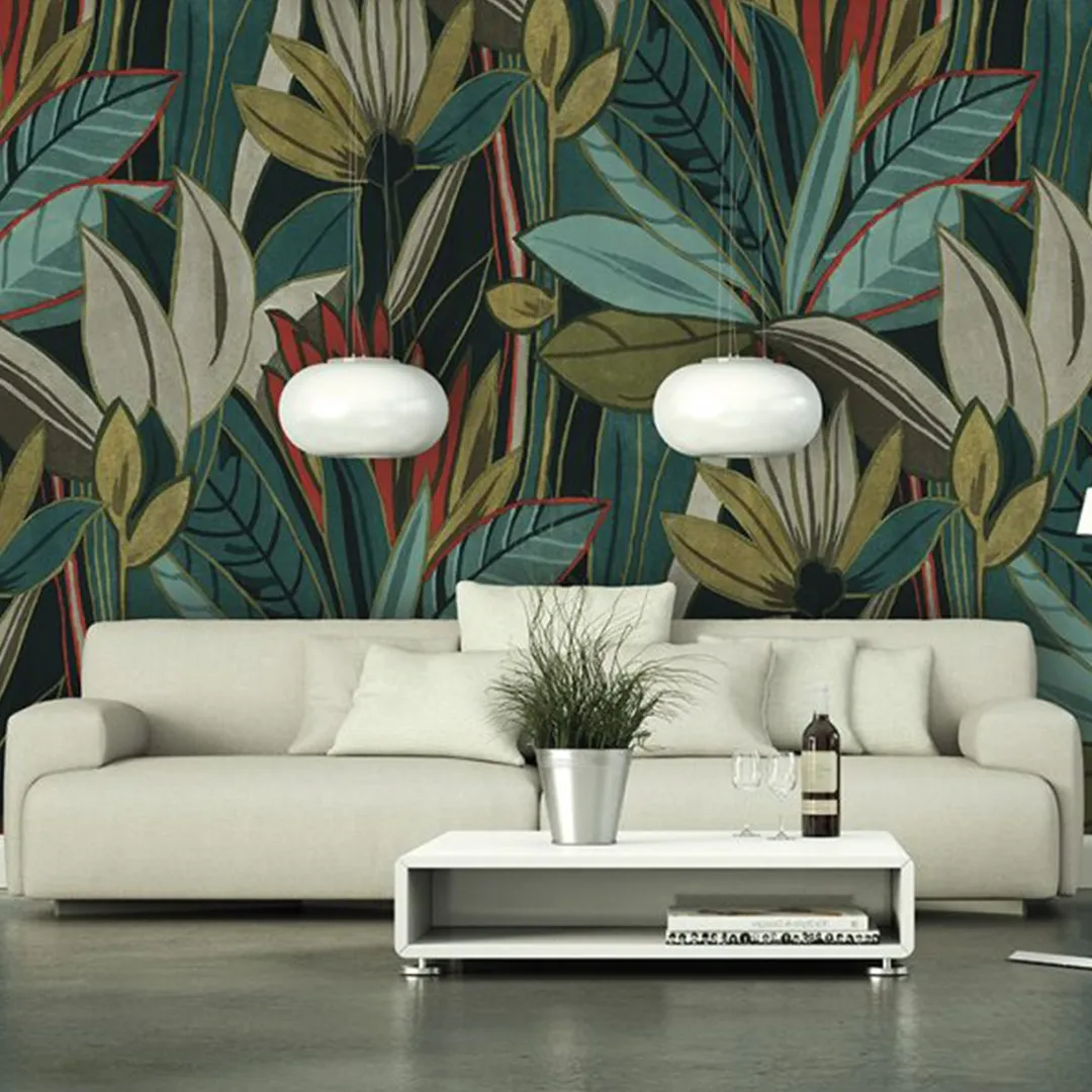 Satin Flowers - Pannello murale tropicale dimensione 5.10m x 3m