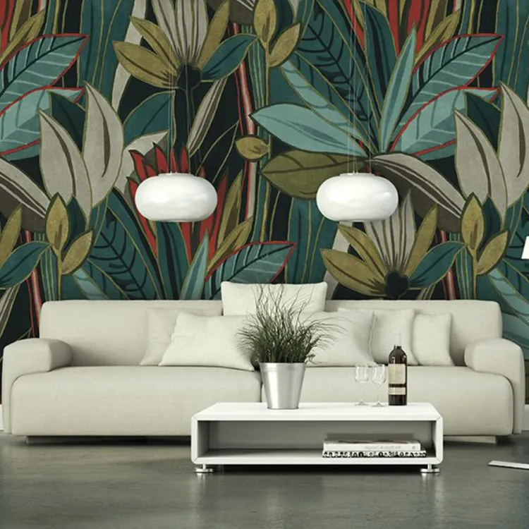 Satin Flowers - Pannello murale tropicale dimensione 5.10m x 3m