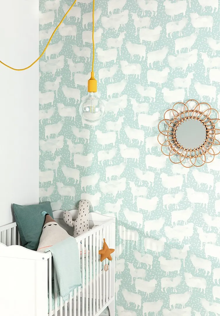 Be Happy - Parato bambini con disegno pecore a nuvolette vari colori