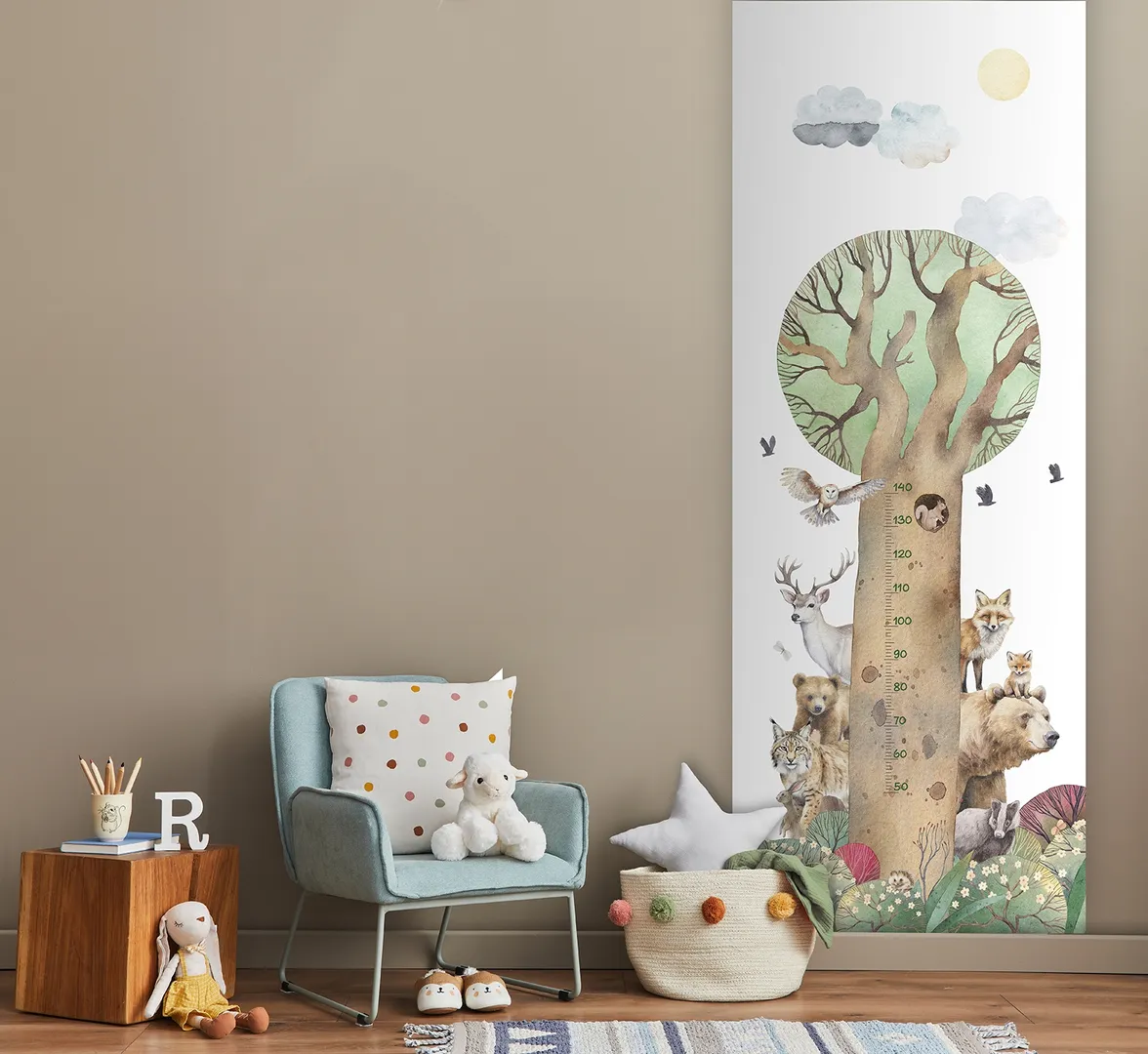 Cute Walls - Parato in due colori per camera bambino con metro misura altezza. Dim H2.80m x L1.06m