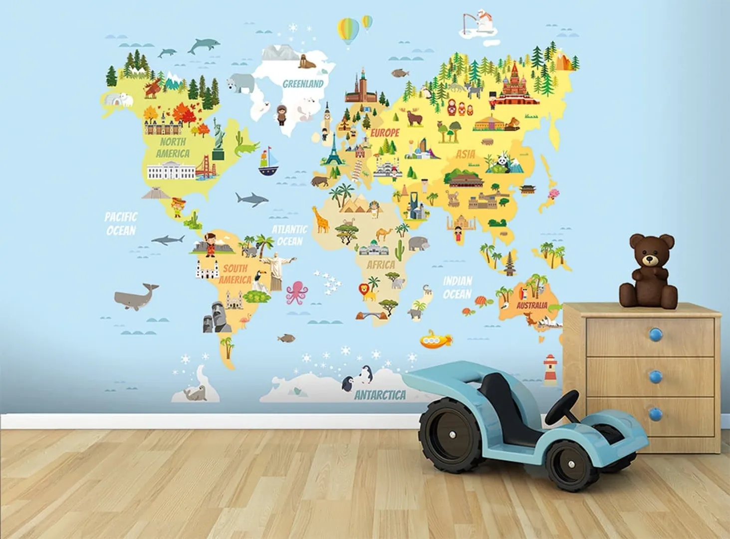 Ada Kids Murals - Parato murale con mappa geografica per cameretta bambini
