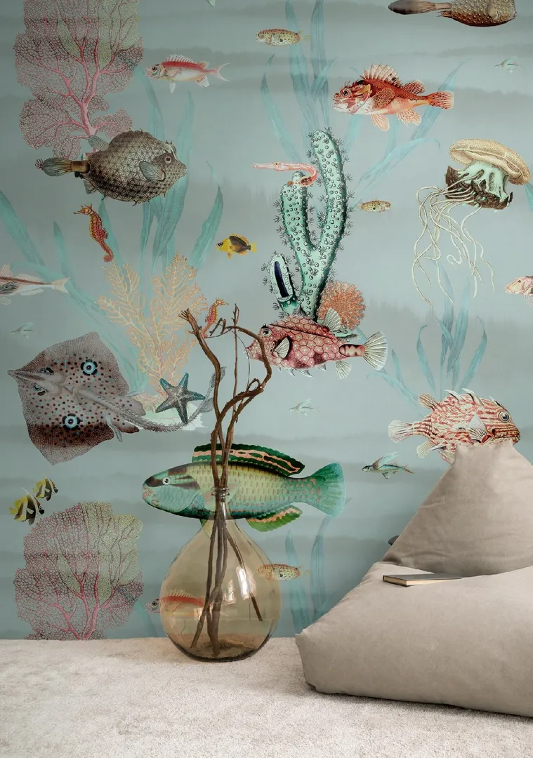 Unico - Parato acquario ripetibile tridimensionale. Dim. L1.59m x H2.80m