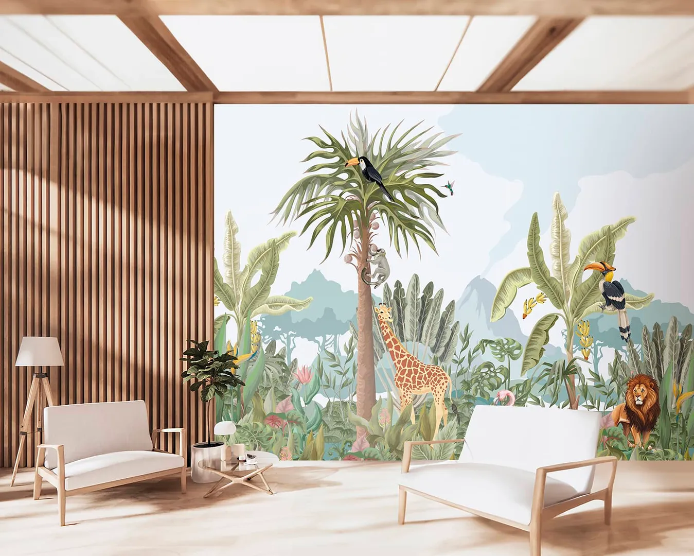 Wonderwall vol1 -  Pannello in carta da parato tropicale, dimensioni L376cm x H300cm non ripetibile, vari colori. 